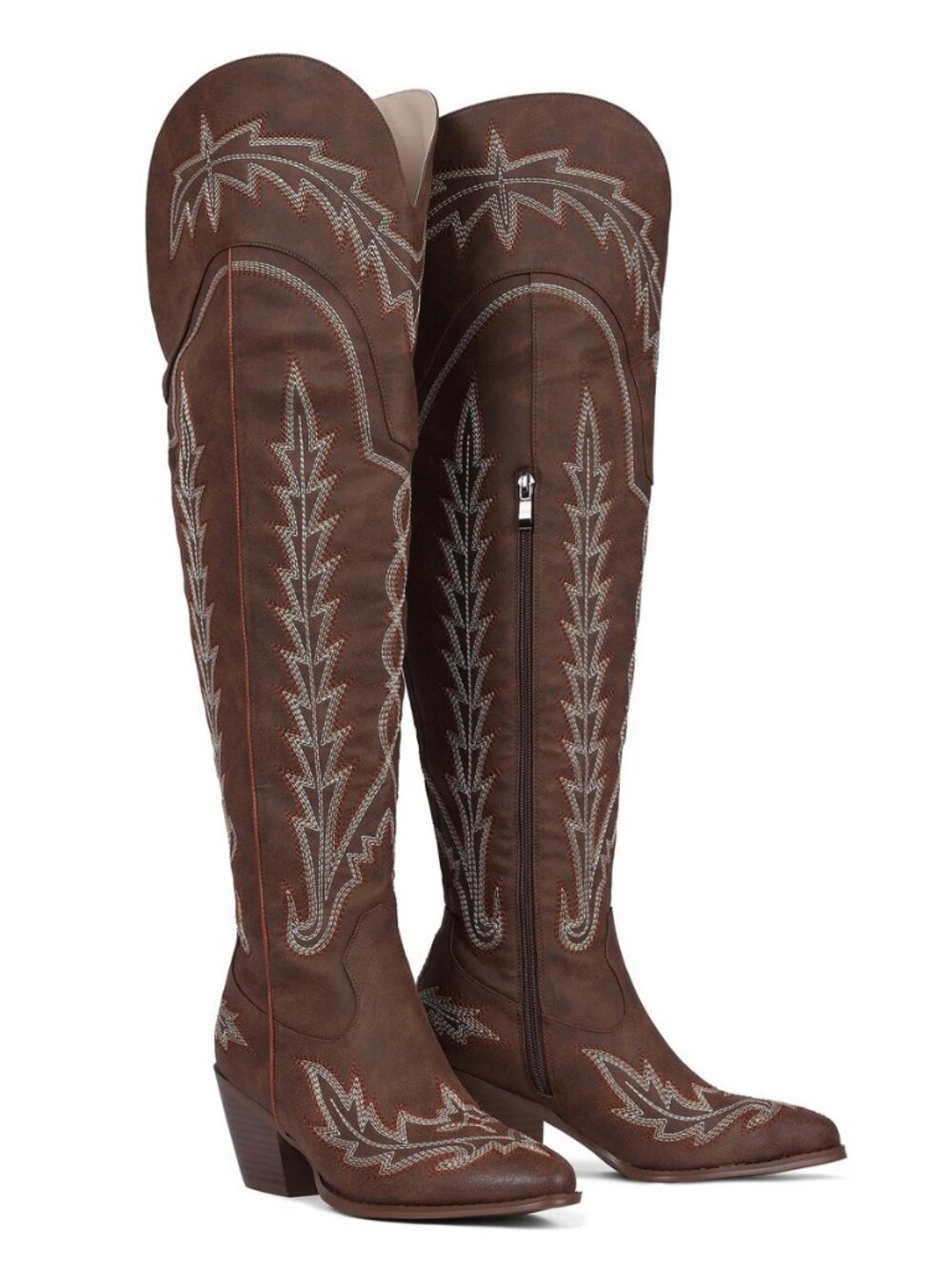 Wide Calf Boots for Women Embroidered Knee High Western Boots